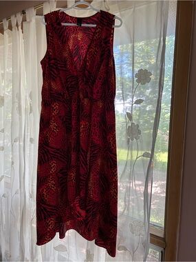 Women’s Dress - Lane Bryant Red and Black Animal-Print - Size 16